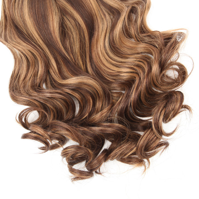 Stock European Brown Ombre with HL Bouncy Curl Human Hair Silk Top Topper