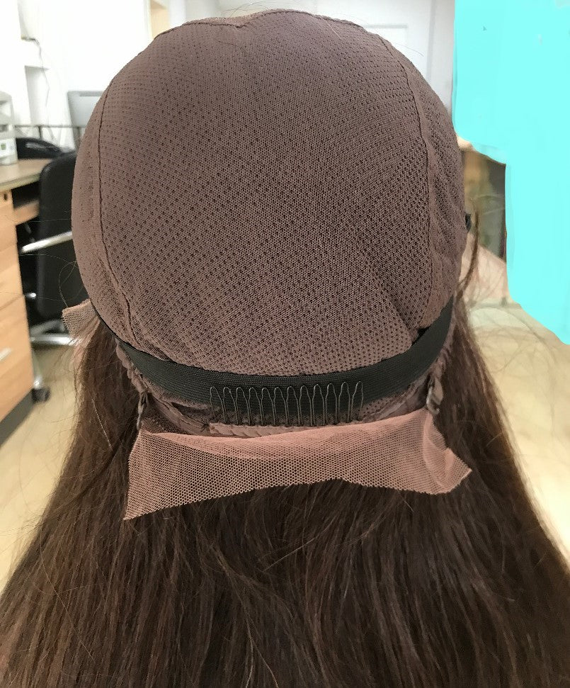 Custom Glueless HD Lace European Chestnut Brown with HL Wavy Human Hair Wig