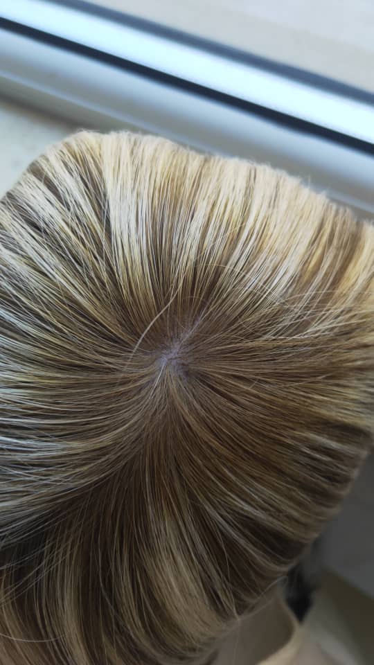 Stock European Brown Balayage Natural Straight Human Hair Silk Top Topper