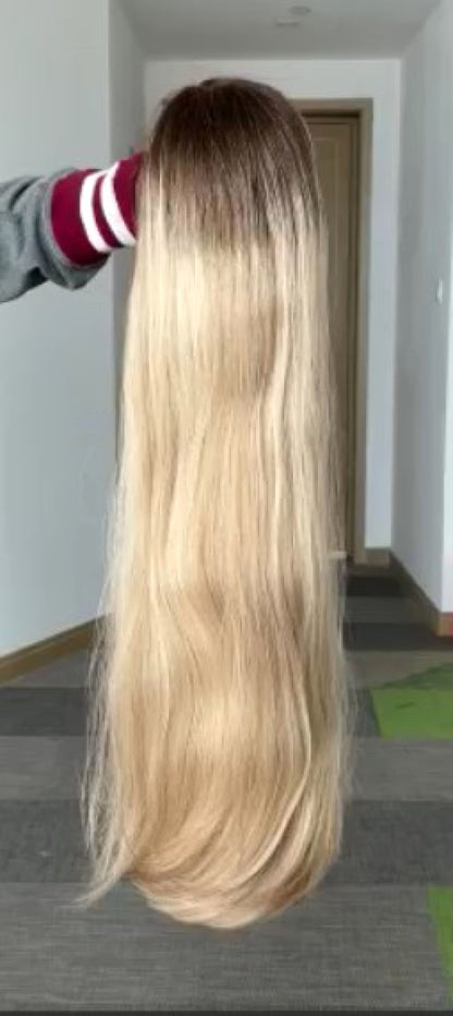 Stock Lace Top European Blonde Ombre with HL Straight Jewish Wigs