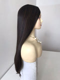 Stock European Dark Brown with HL Straight Small Layer Silk Top Jewish Wig