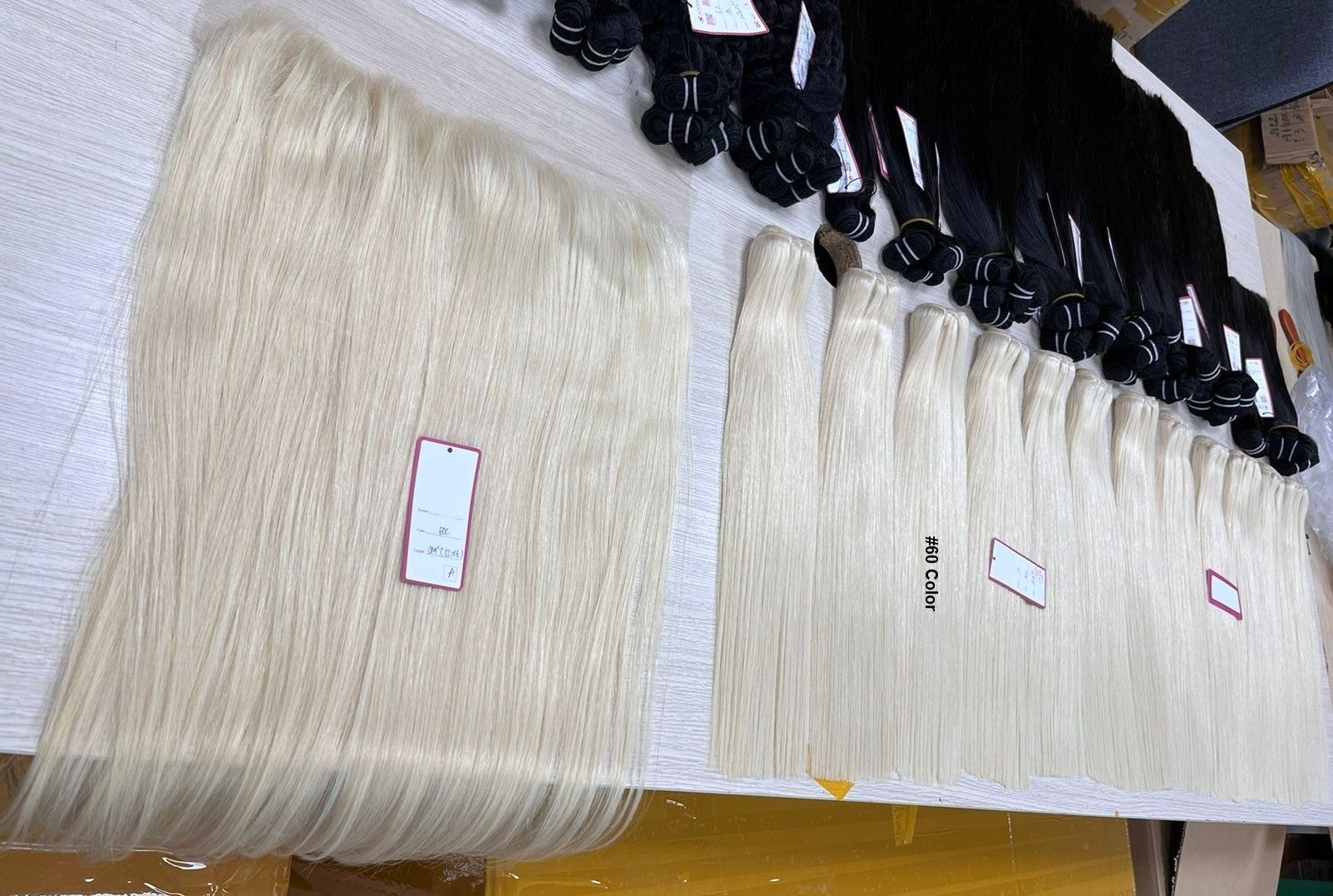 Stock Brazilian Platinum Blonde Thick Straight Human Hair Wefts