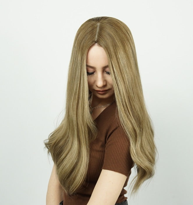 Estoque Europeu #2 Natural Liso, Cabelo Humano de Camada Leve Perucas Judaicas 21" e 24" 130% Densidade