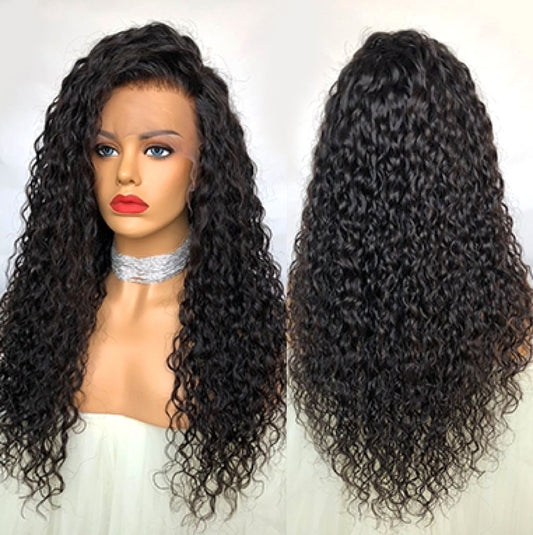 Копия копии изготовленного на заказ парика из натуральных волос 13 x 6 Lace Frontal Brasil Natural Black 15mm Curl 18 дюймов 150% плотность