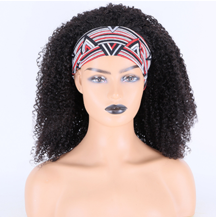 Stock Glueless Brazilian Kinky Curl Headband Human Hair Wigs