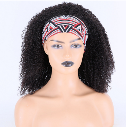 Stock Glueless Brazilian Kinky Curl Headband Human Hair Wigs