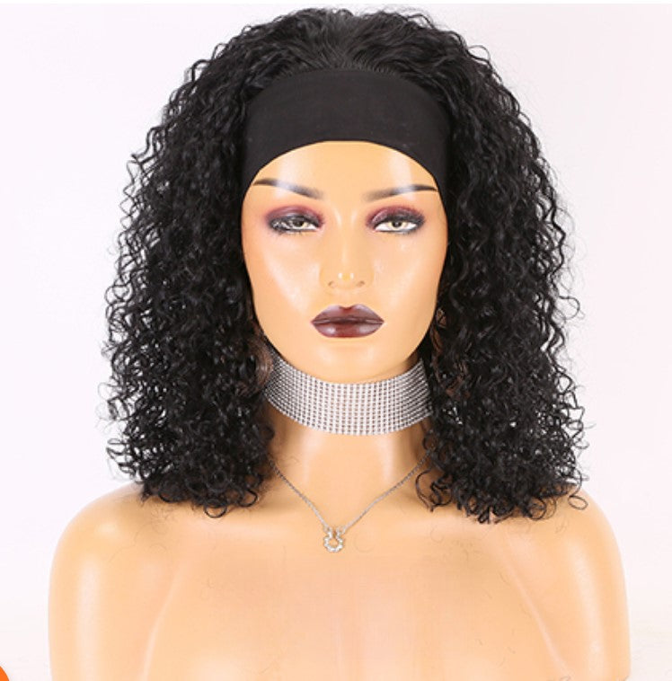 Stock Glueless Brazilian Curly Headband Human Hair Wigs