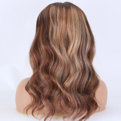 Stock Lace Front European Rooted Brown/Blonde Balayage Body Wave Human Hair Wig