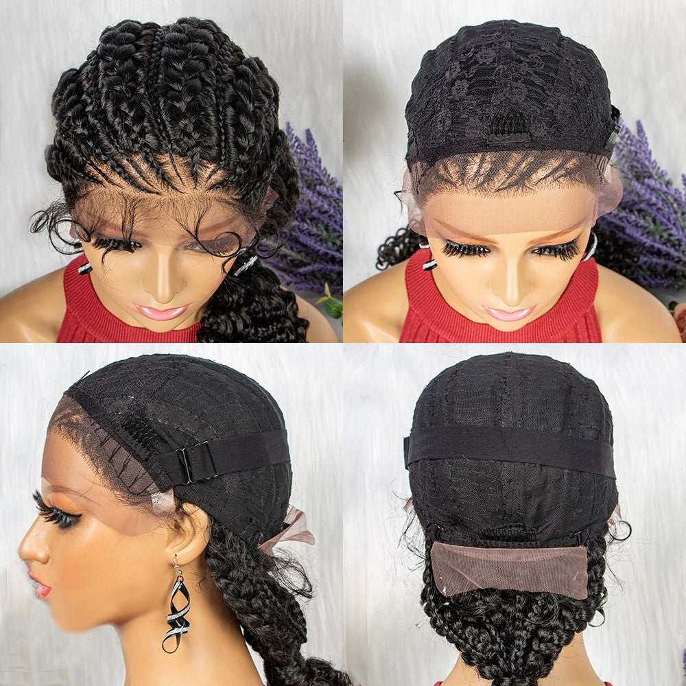 Stock Glueless Lace Front African Braided Double Wefted Synthetic Wigs