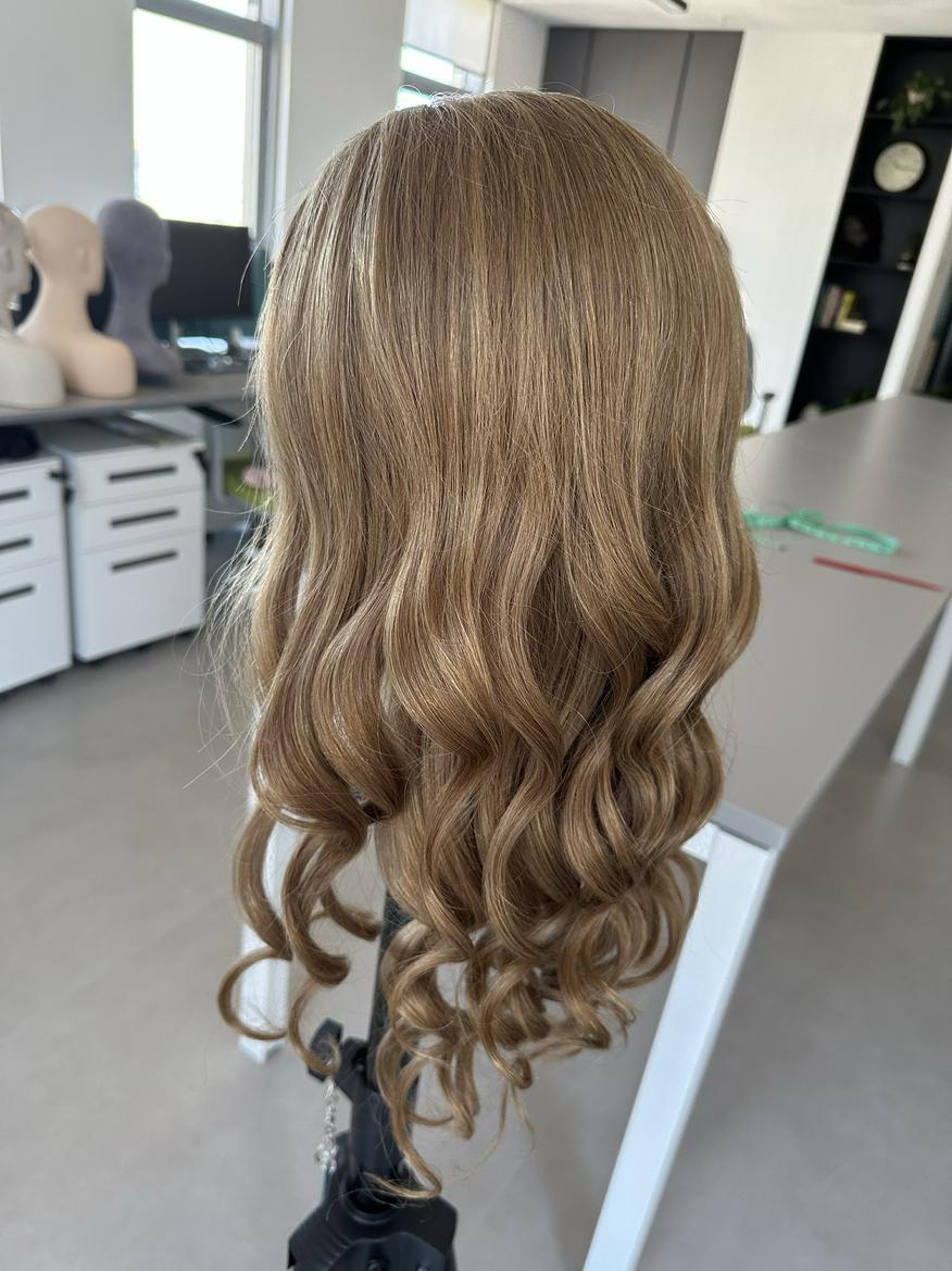 Stock Full HD Lace Glueless European Rooted Brown Blend with HL Wavy Wig