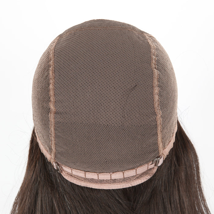 Custom Full Lace Glueless European Brown Balayage Highlights Wavy Human Hair Silk Top Wig