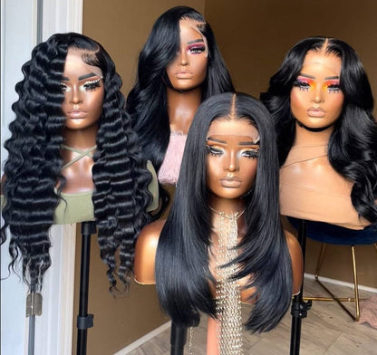 Stock Lace Font Brazilian Black Human Hair Wig Bundle DEAL