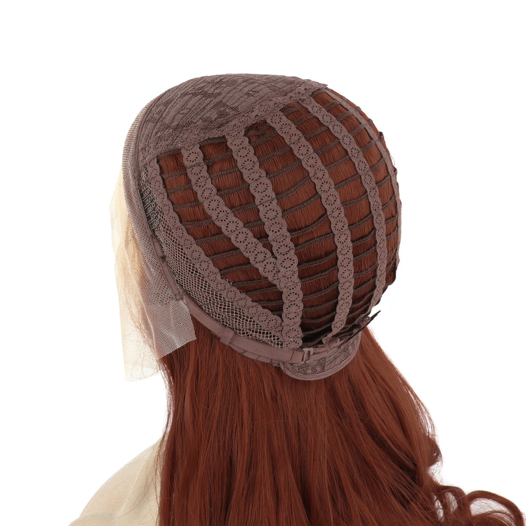 Orange-Red Synthetic 13x2 Lace Front Wavy Wig 150% Density 28 inches