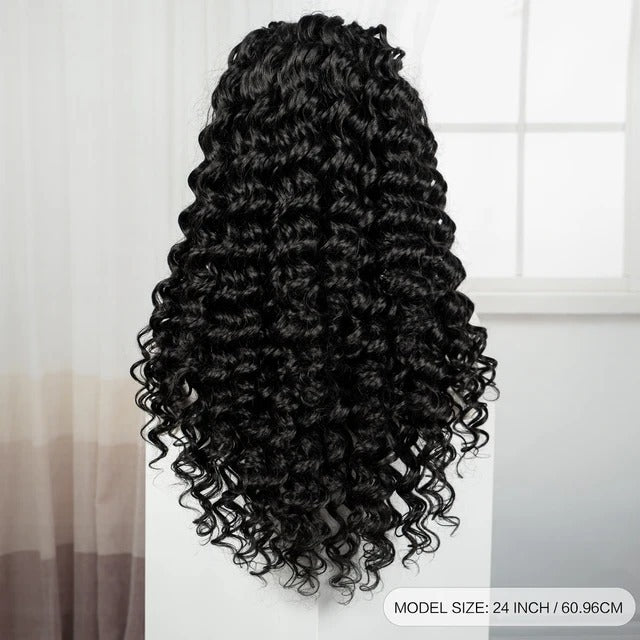 Black Lace Front Braided 180% Density, Premium Kanekalon Synthetic Wig 24 inches