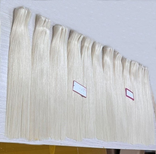 Custom Brazilian Platinum Blonde Thick Straight Human Hair Wefts