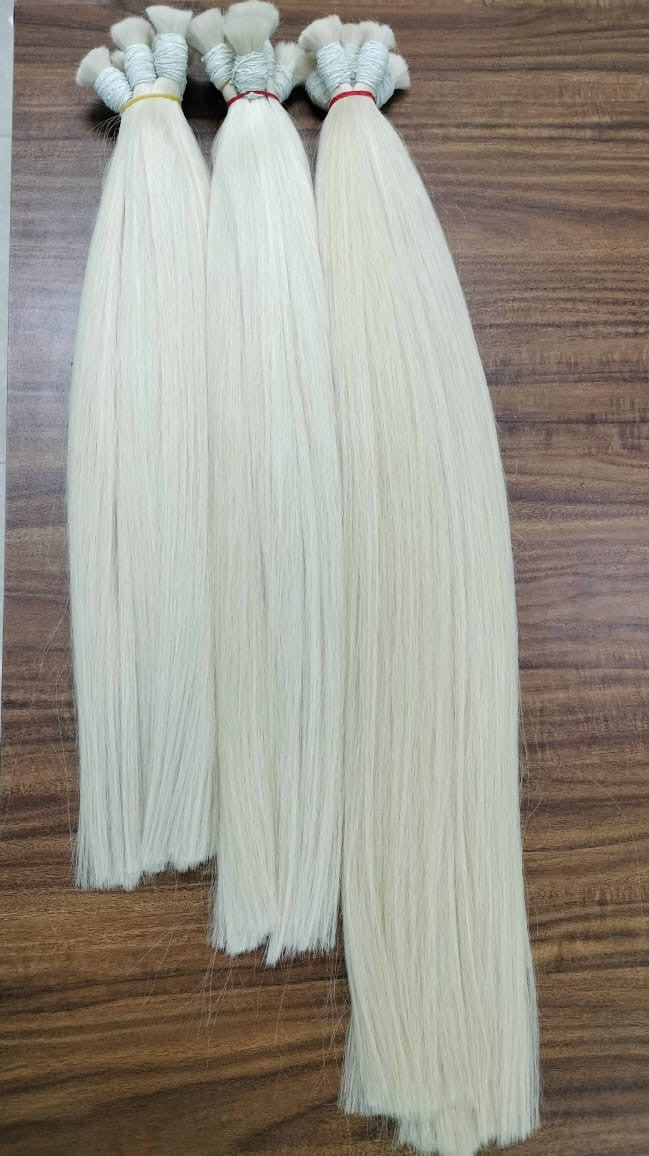 Stock Brazilian Platinum Blonde Thick Straight Human Hair Wefts
