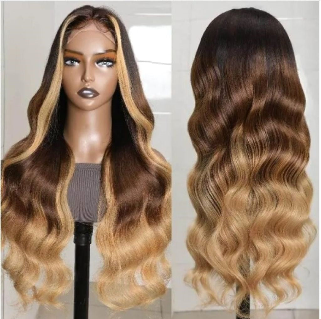 Custom Lace Front Malaysian 2T Ombre Loose Wave Human Hair Closure Wigs