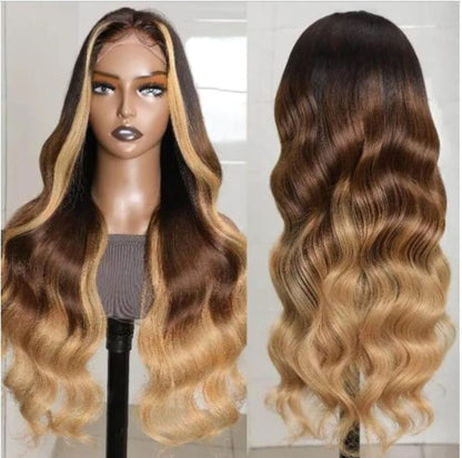 Stock 13 x 4" Lace Front Brasilianer 99j/Dunkelrosa Highlights Body Curl Echthaarperücke 20"-24" 180% Dichte