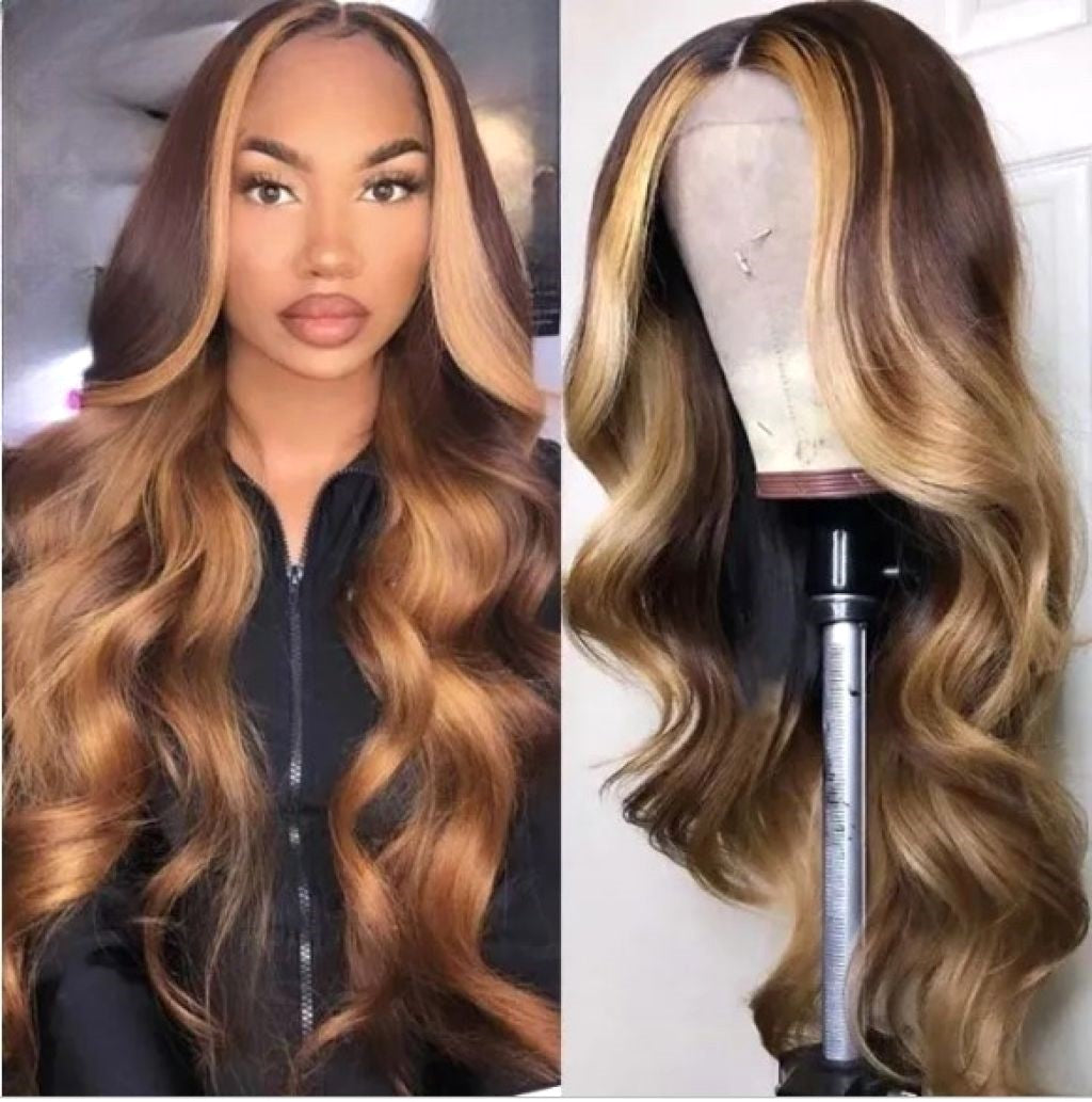 Stock 13 x 4" Lace Front Brasilianer 99j/Dunkelrosa Highlights Body Curl Echthaarperücke 20"-24" 180% Dichte