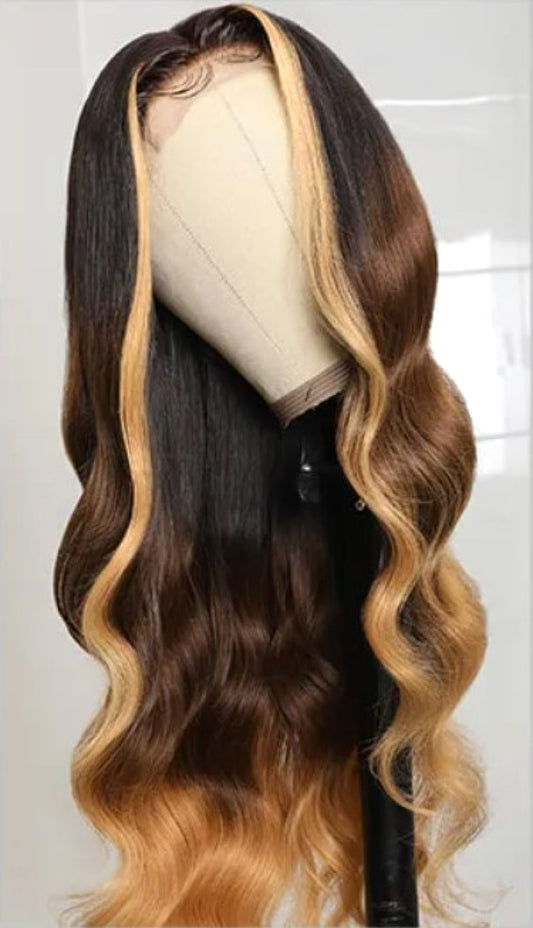 Stock 13 x 4" Lace Front Brasilianer 99j/Dunkelrosa Highlights Body Curl Echthaarperücke 20"-24" 180% Dichte