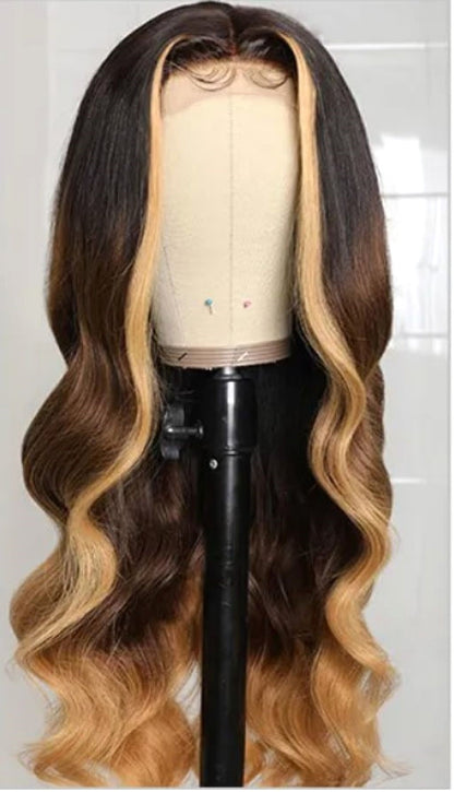 Stock 13 x 4" Lace Front Brasilianer 99j/Dunkelrosa Highlights Body Curl Echthaarperücke 20"-24" 180% Dichte