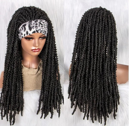 Stock Glueless Lace Front Curly Faux Crochet Braid Dreadlocks Synthetic Wigs