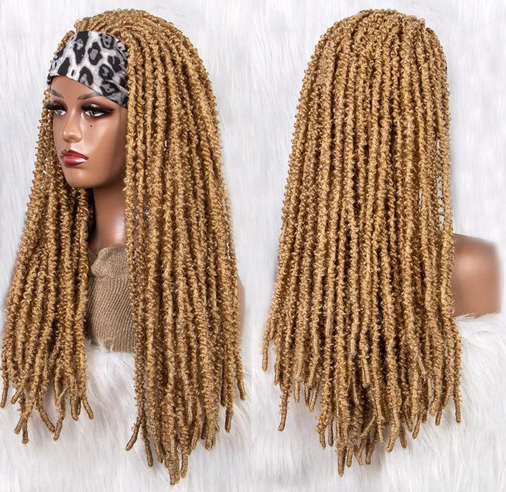 Stock Glueless Lace Front Curly Faux Crochet Braid Dreadlocks Synthetic Wigs