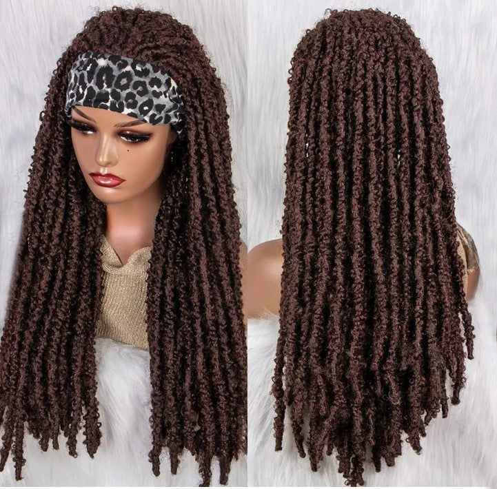 Stock Glueless Lace Front Curly Faux Crochet Braid Dreadlocks Synthetic Wigs