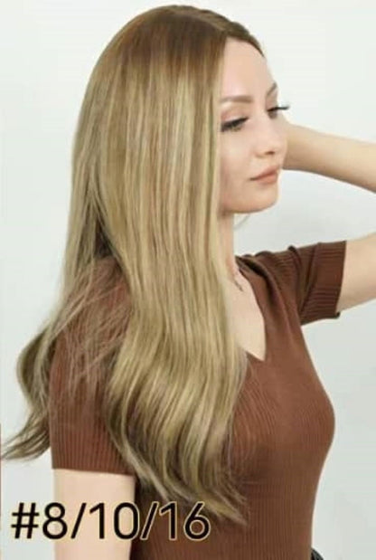 Estoque Europeu #2 Natural Liso, Cabelo Humano de Camada Leve Perucas Judaicas 21" e 24" 130% Densidade