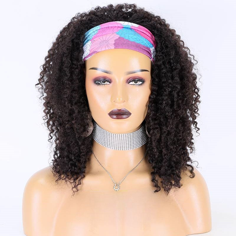 Stock Glueless Brazilian Afro Kinky Curl Headband Human Hair Wigs