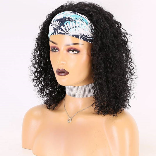 Stock Glueless Brazilian Curly Headband Human Hair Wigs