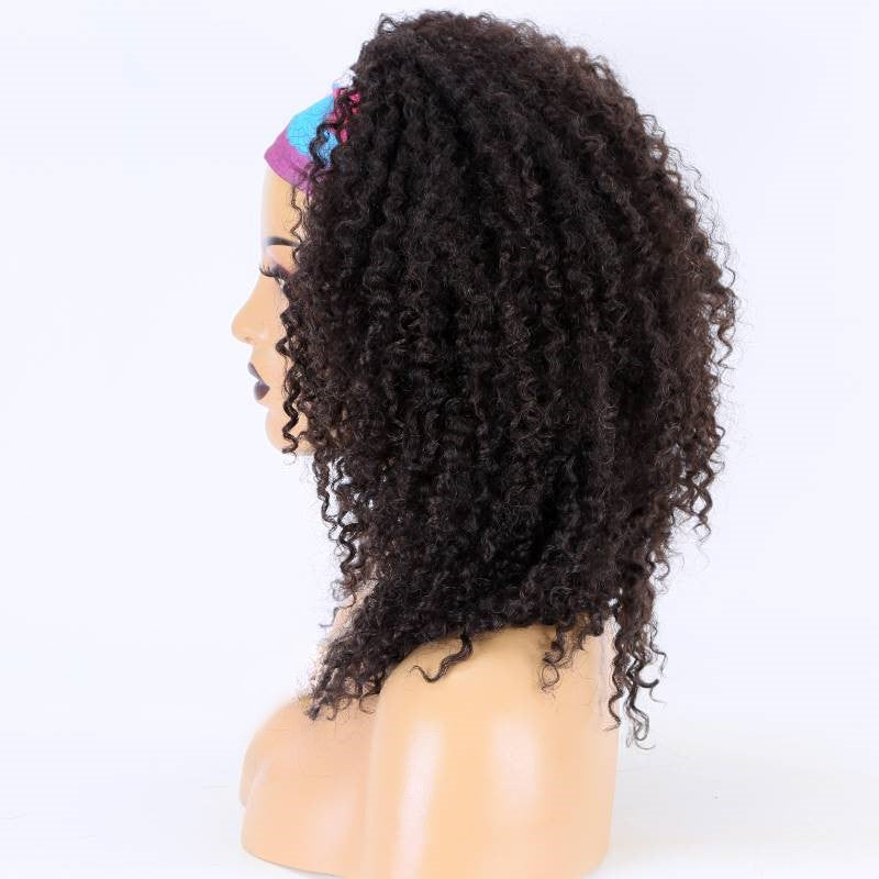 Stock Glueless Brazilian Afro Kinky Curl Headband Human Hair Wigs