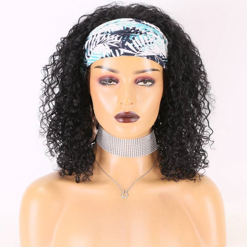 Stock Glueless Brazilian Curly Headband Human Hair Wigs