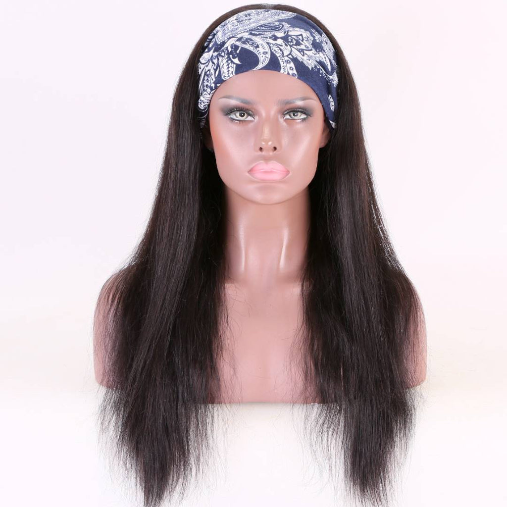 Stock Glueless Brazilian Straight Headband Human Hair Wigs