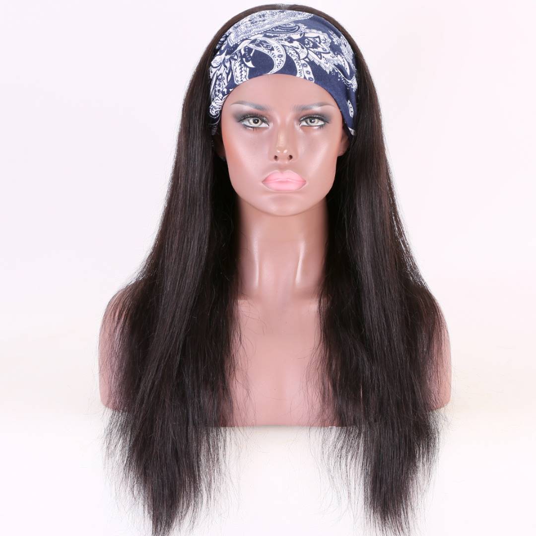 Stock Glueless Brazilian Straight Headband Human Hair Wigs