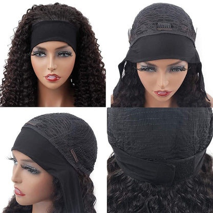 Stock Glueless Brazilian Kinky Curl Headband Human Hair Wigs