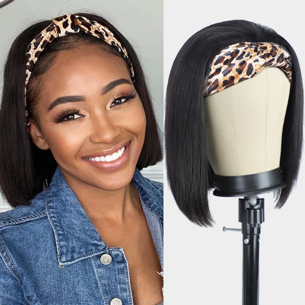 Stock Glueless Brazilian Straight Headband Human Hair Wigs