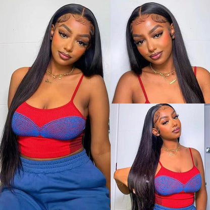 Stock Lace Font Brazilian Black Human Hair Wig Bundle DEAL