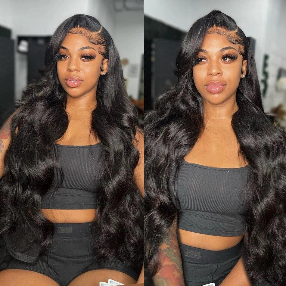 Stock Lace Font Brazilian Black Human Hair Wig Bundle DEAL