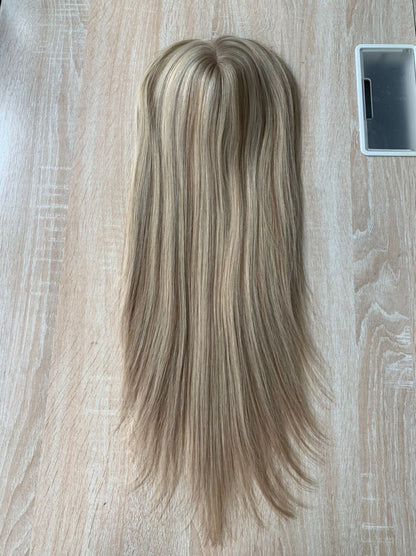 Stock European Blonde with HL Straight Human Hair Silk Top Toppers