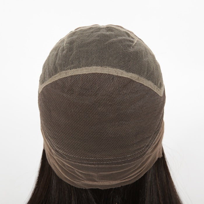 Custom Full Lace European Dark Golden Brown Straight Human Hair Silk Top Wigs