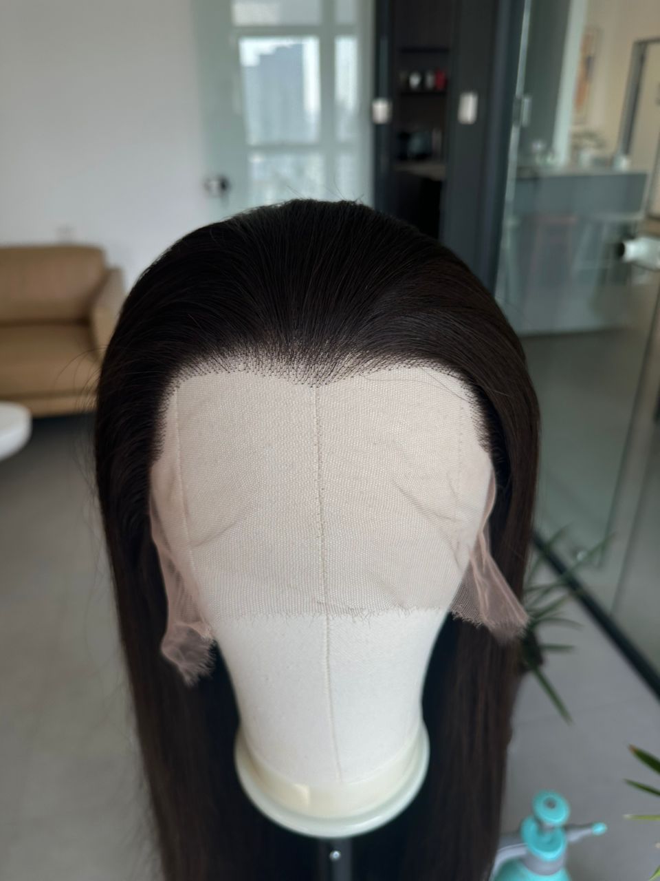 Custom Glueless Mongolian Natural Brown Loose Wave Human Hair Wig 24 inches