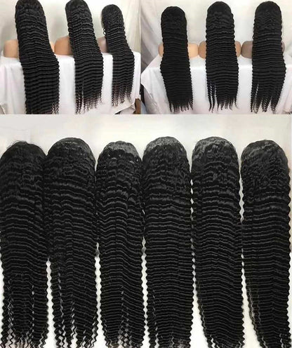 Stock Lace Font Brazilian Black Human Hair Wig Bundle DEAL