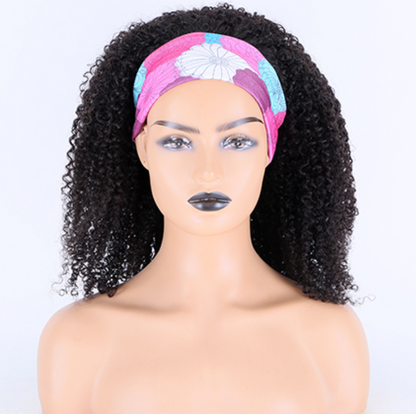 Stock Glueless Brazilian Kinky Curl Headband Human Hair Wigs