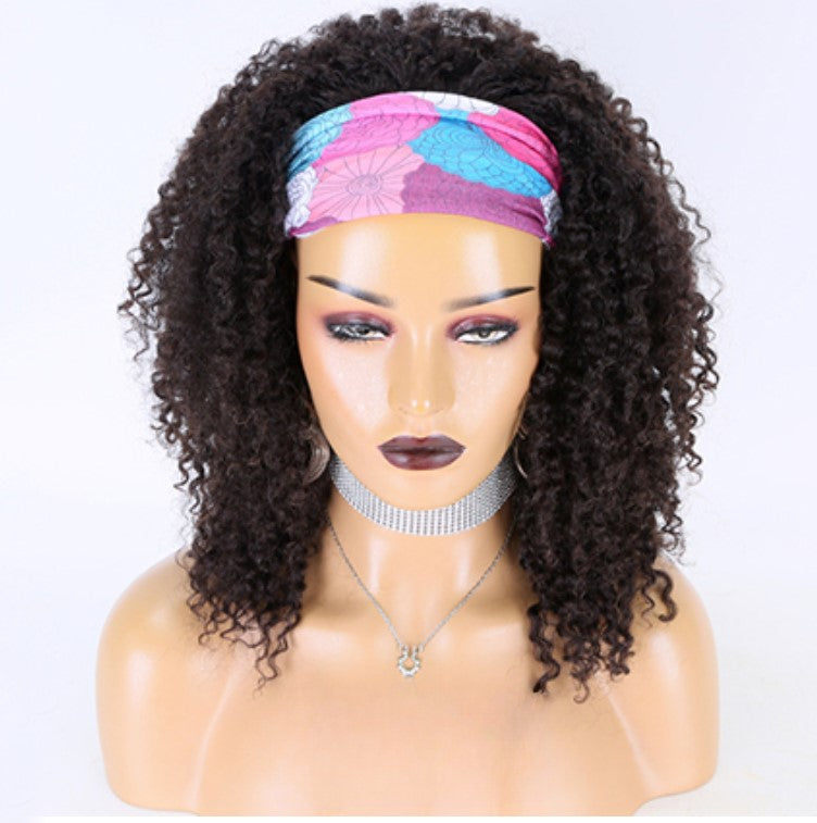 Stock Glueless Brazilian Afro Kinky Curl Headband Human Hair Wigs