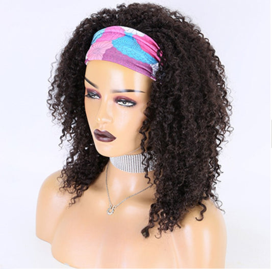 Stock Glueless Brazilian Afro Kinky Curl Headband Human Hair Wigs