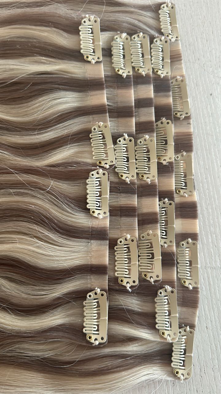 Custom European Double Drawn Seamless Clip-In Human Hair Wefts 200 grams