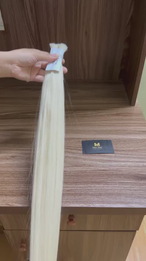 Custom Brazilian Platinum Blonde Thick Straight Human Hair Wefts