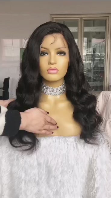 Custom Full Lace Brazilian Natural Color Loose Wave Human Hair Wigs