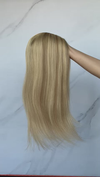 Stock Mongolian Straight Human Hair Silk Top Toppers